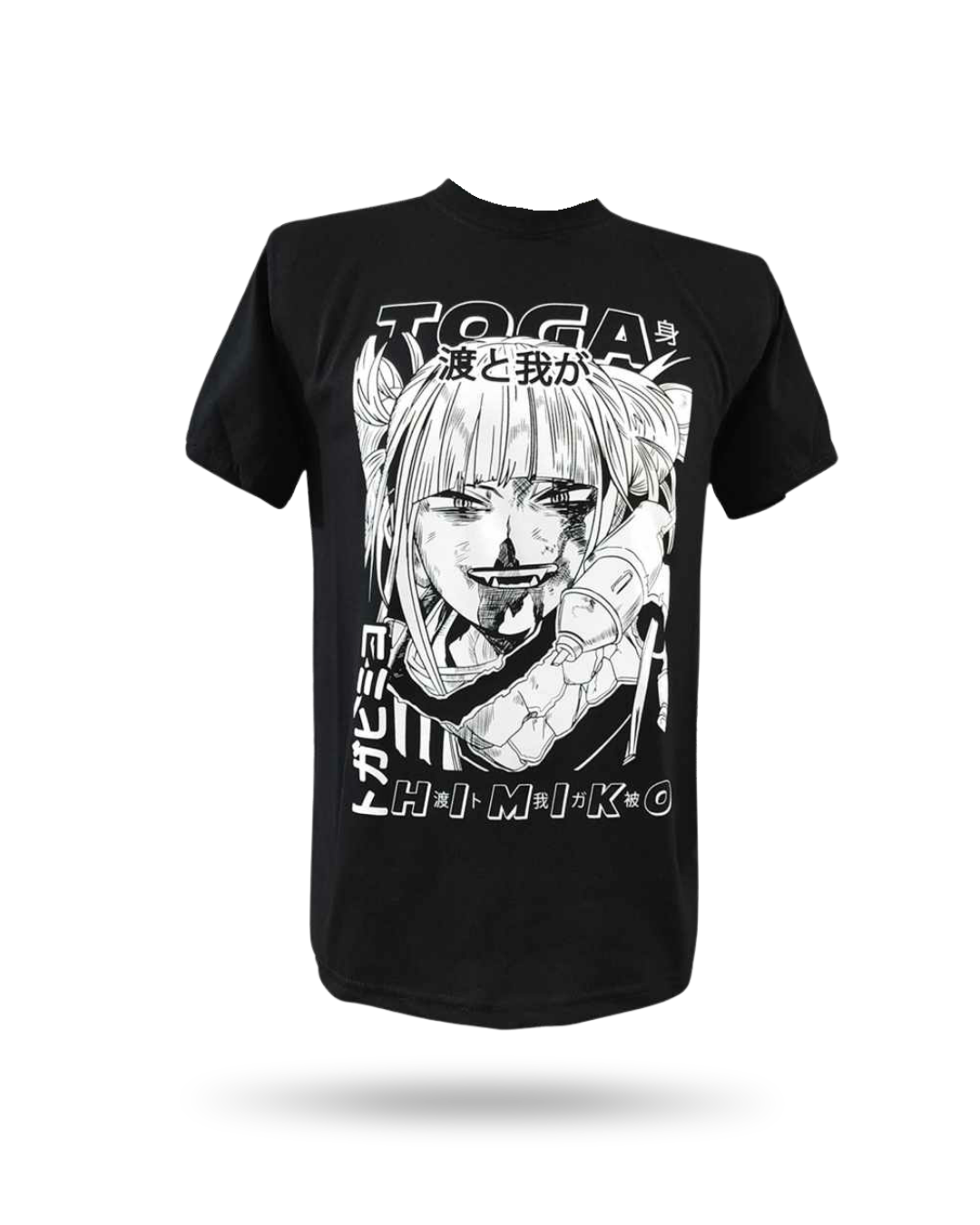 Camiseta negra con ilustración de Himiko Toga con temática de sangre de My Hero Academia
